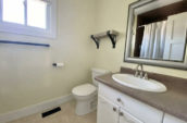 toilet and basin with large mirror