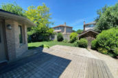 outside view of wooden deck and garden